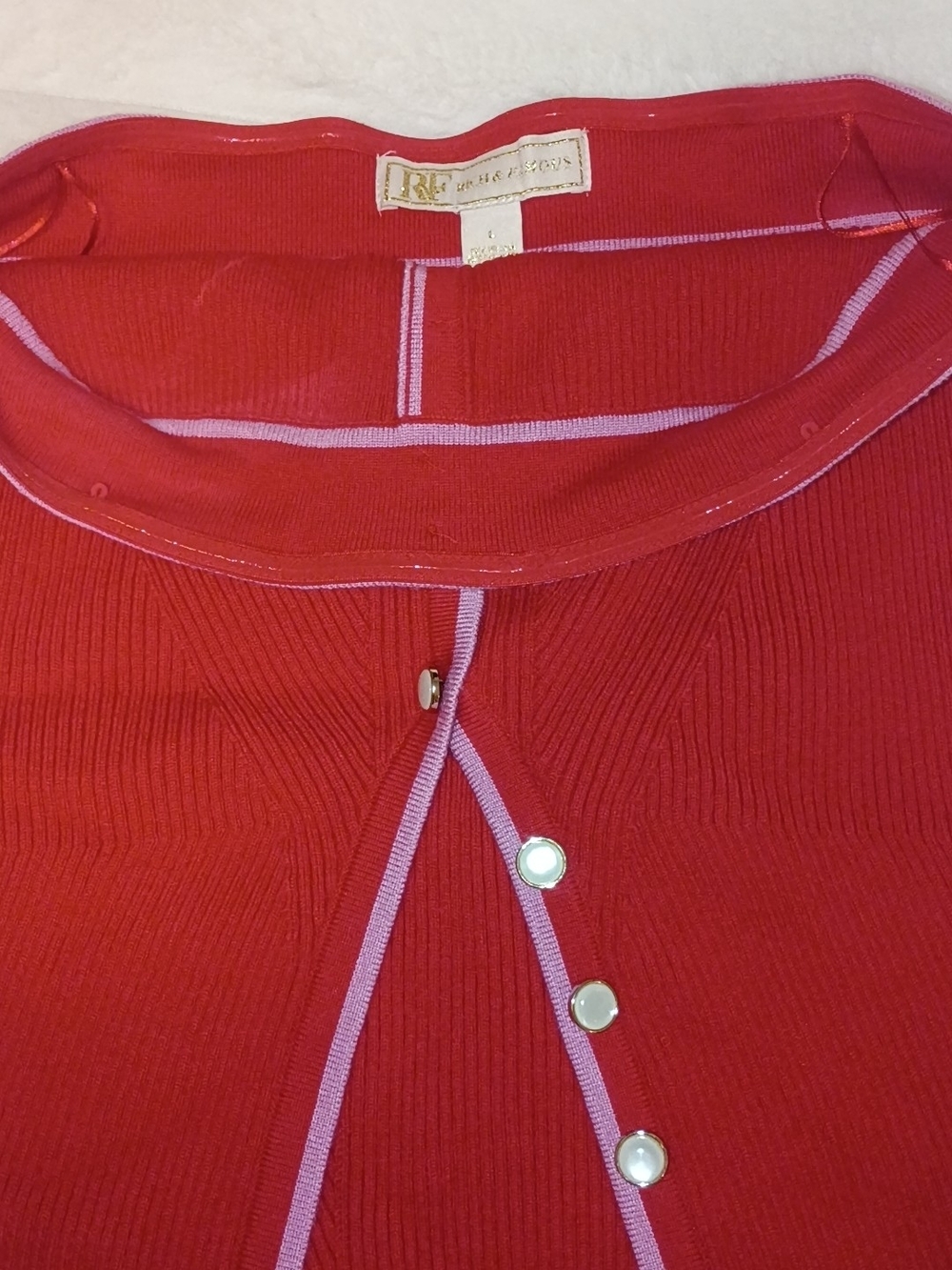 Red Strapless Ribbed Button-Front Top - Picture 3 of 5